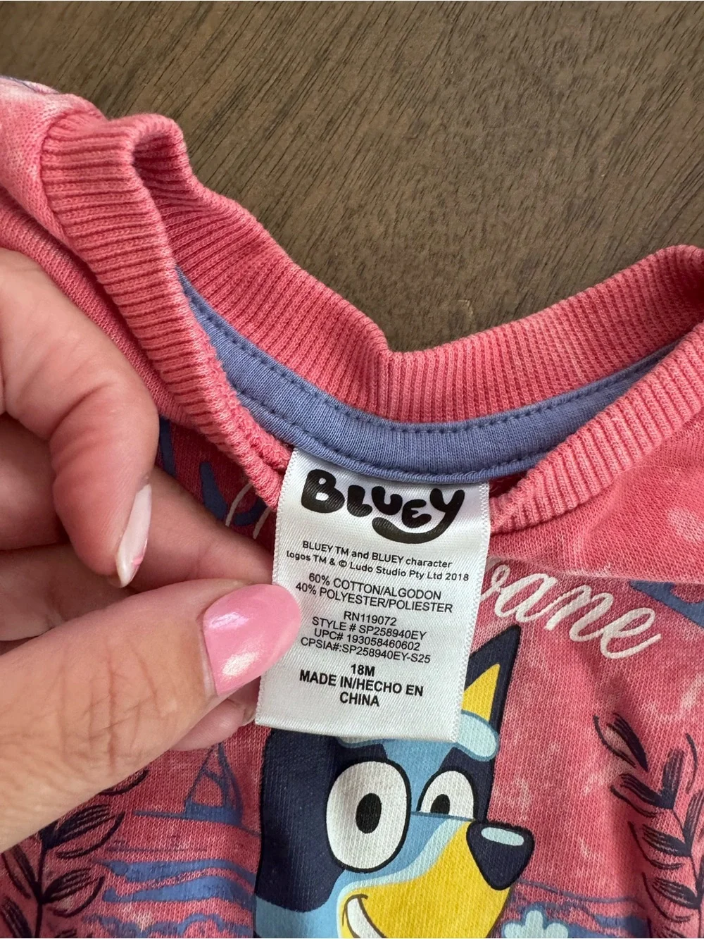 Bluey Girls Sweatshirt 18m Pullover Long Sleeve Pink Graphic By Carters